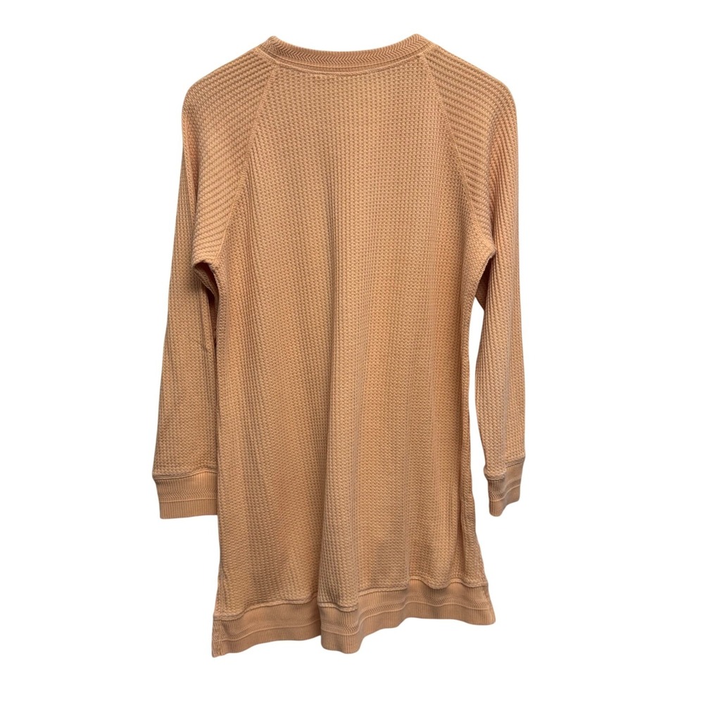 Soft Surroundings Womens Top Large Waffle Knit Tunic Pocket Apricot Long Sleeve - Picture 4 of 8